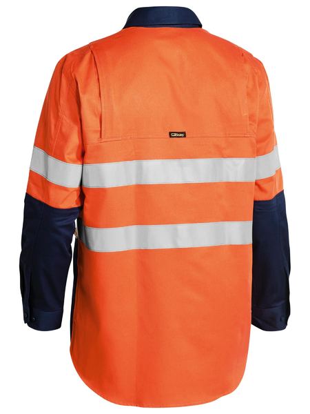 Shirt Bisley Hi Vis Taped Industrial Drill 190g Orange/Navy S