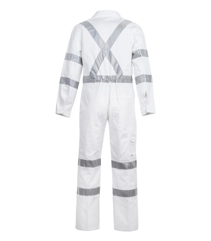 WorkCraft Mens White X-Taped Roadworkers Drill Coveralls 310g 102R