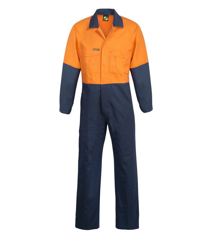 WorkCraft Mens Orange/Navy Poly/Cotton Coveralls 220g 77R