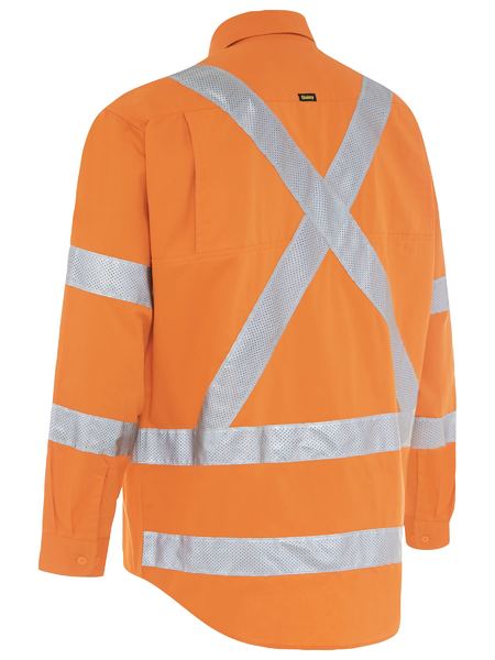 Shirt Bisley Hi Vis X-Taped Vented Drill 155g Rail Orange 2XL