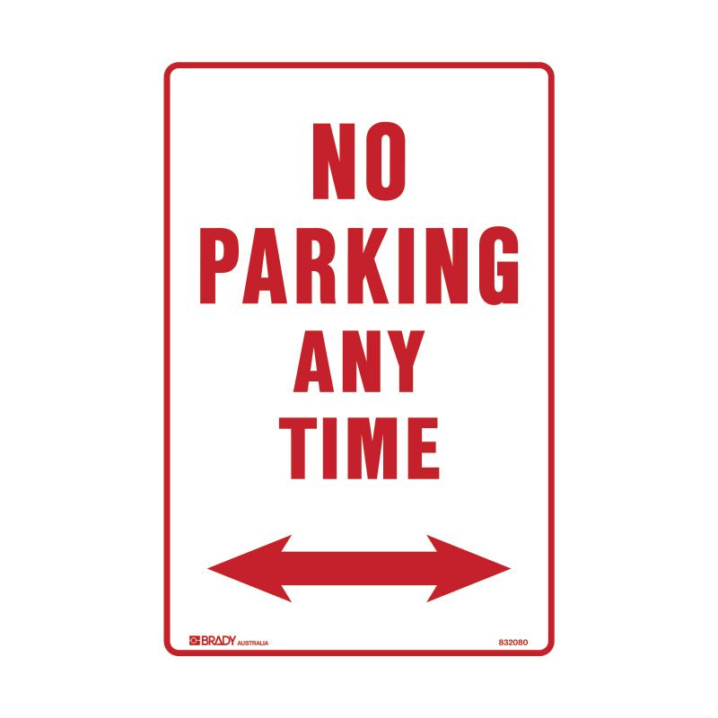 Sign (Traffic) No Parking Any Time <---> M 300x450