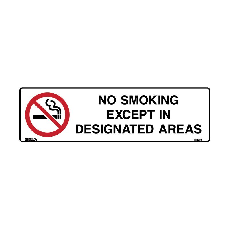 Sign (Prohibition) No Smoking Except in Designated P 250x75