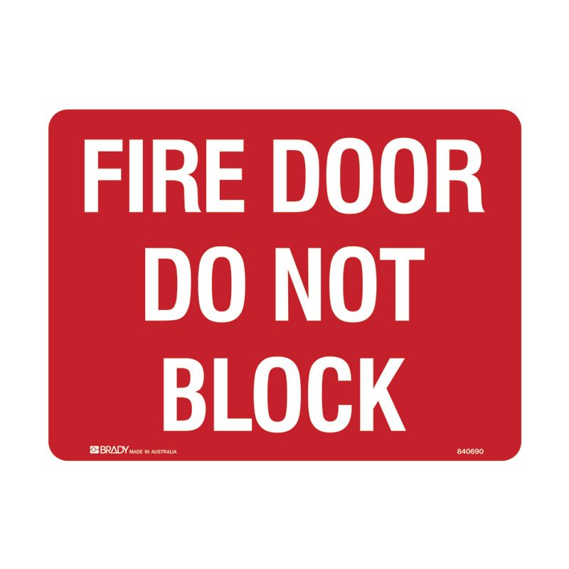 Sign (Fire) Fire Door dn Block ss 350x180