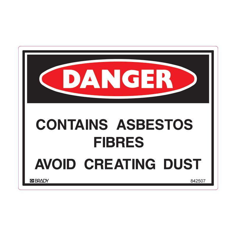 Sign Danger Contains Asbestos Fibres ss 125x90 5pk