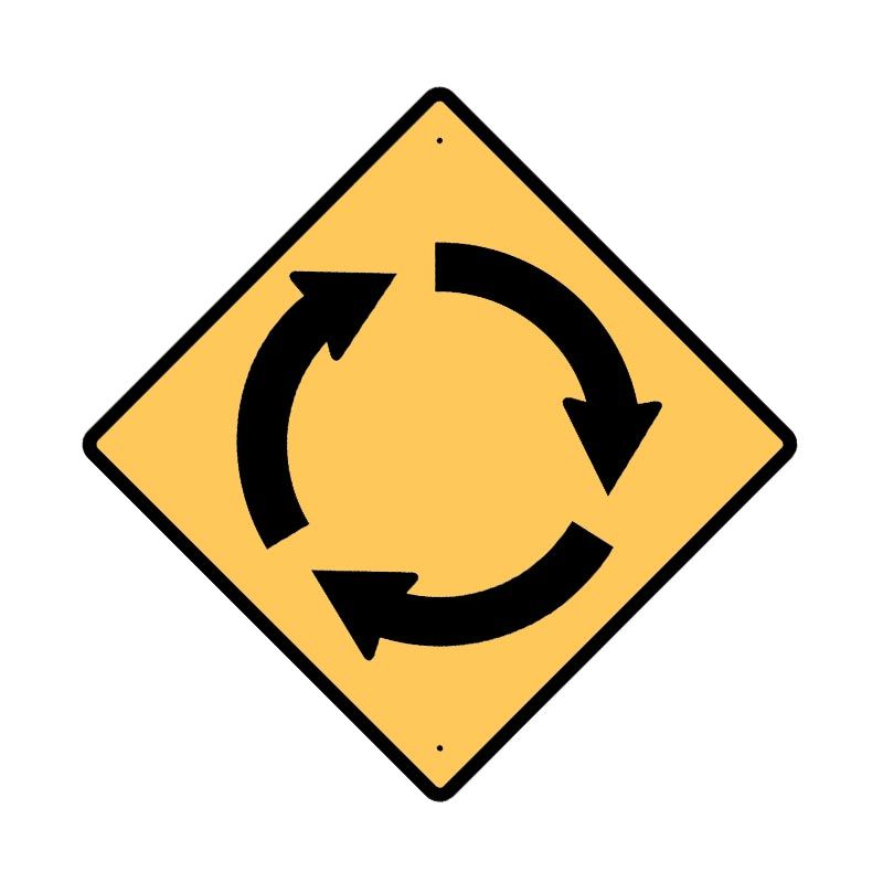 Sign (Traffic) (Roundabout Ahead) (W2-7) REFAC1 600x600