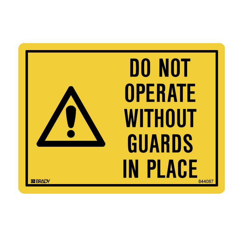 Sign (Warning) Do Not Operate Without Guards ss 125x90 5pk