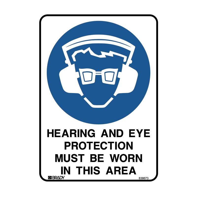 Sign (Mandatory) Hearing & Eye Protection Mbw In This Area P 450x600