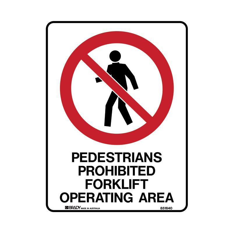 Sign (Prohibition) Pedestrians Prohibited Forklift Op Area M 225x300