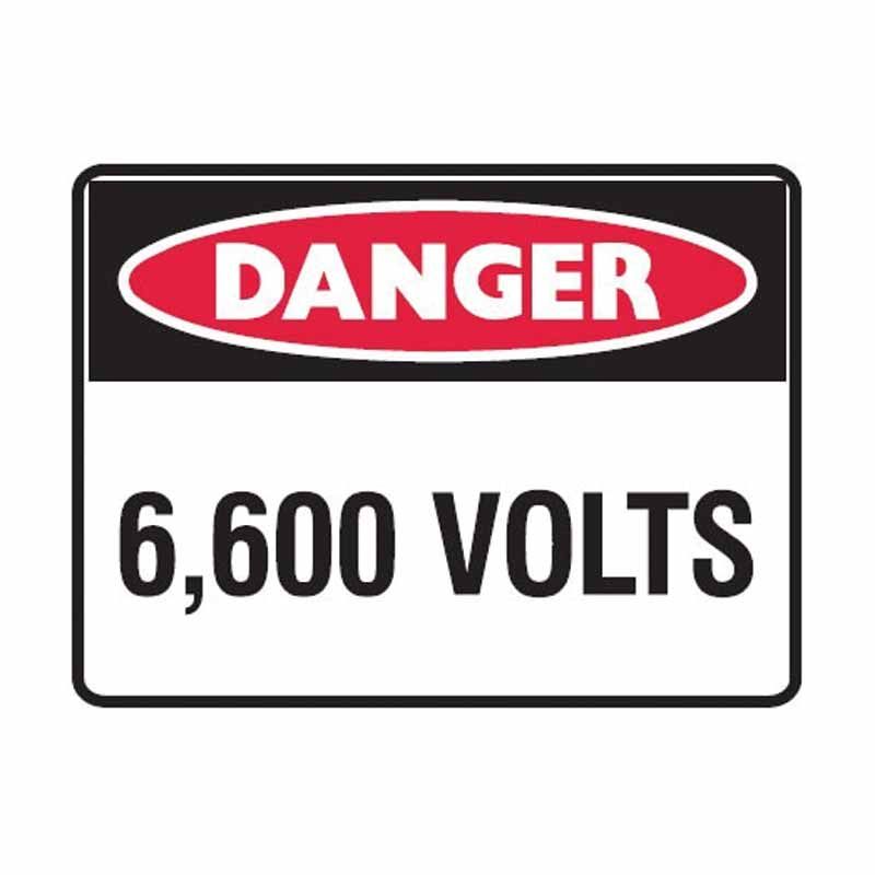 Sign Danger 6600 Volts C1 refm 600x450