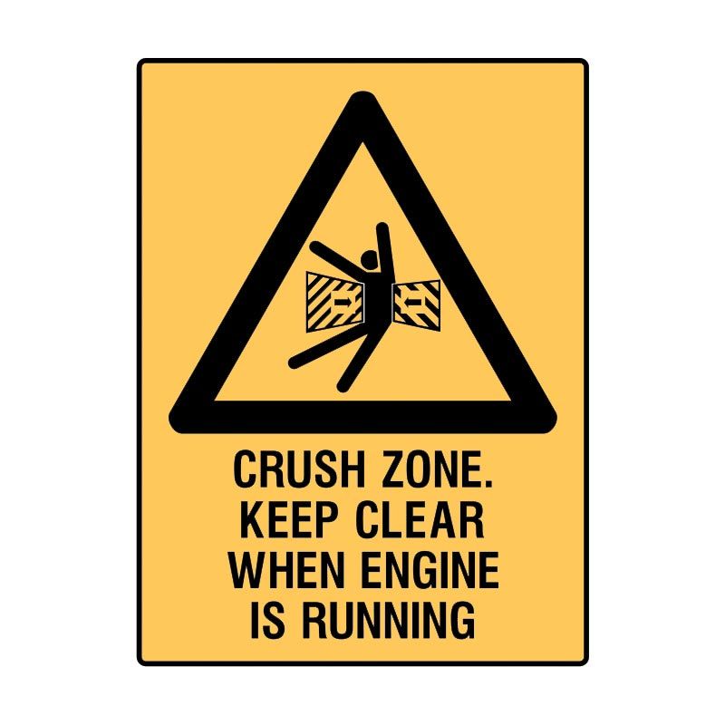 Sign (Warning) Crush Zone Kepp Clear ss 90x125 5pk