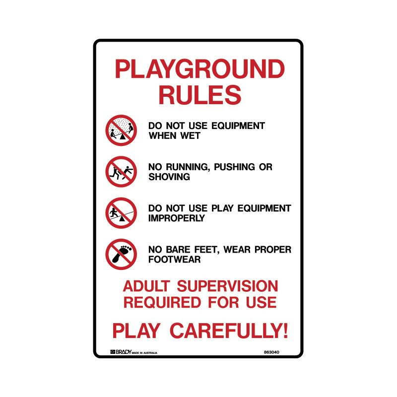 Sign (Prohibition) Playgound Rules M 300x450