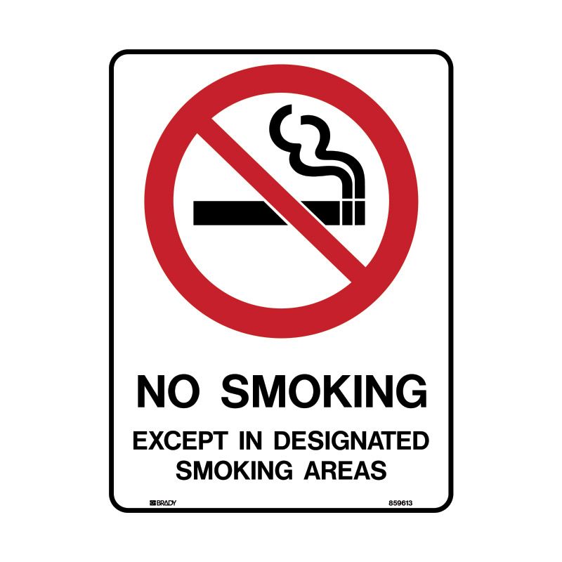 Sign (Prohibition) No Smoking Except in Designated M 225x300