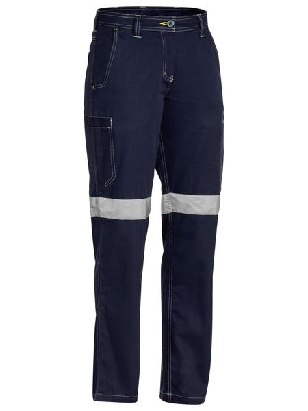 Pants Bisley Womens Taped Cargo Vented Drill 190g Navy 18