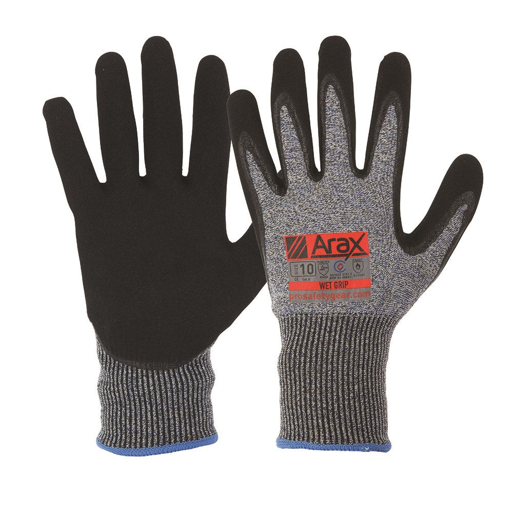 ProChoice Arax Wet Grip Gloves with Nitrile Dip Palm Cut D 10