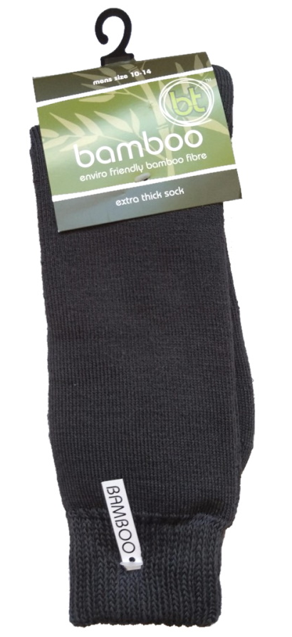 Bamboo Textiles Mens Extra Thick Socks Black 4-6