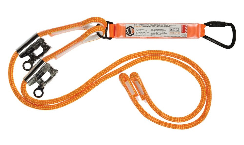 Linq Lanyard Double Rope with 2 Rope Grabs / 1 x TA Karabiner 2m