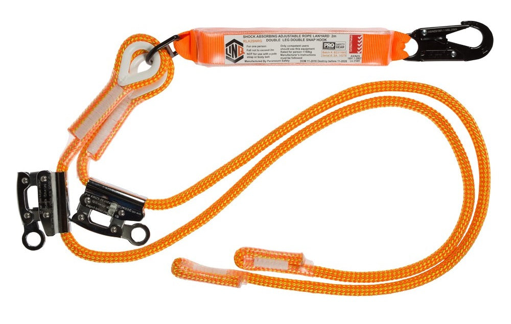 Linq Lanyard Double Rope with 2 Rope Grabs / 1 x TA Karabiner 2m