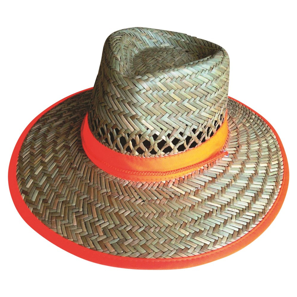 ProChoice Orange Trim Broad Brim Straw Sun Hat L