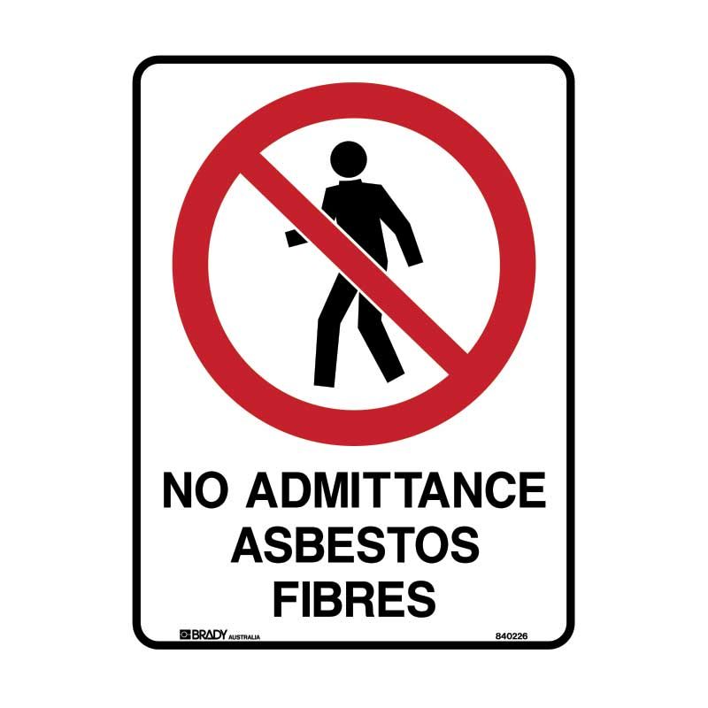Sign (Prohibition) No Admittance Asbestos Fibres M 225x300