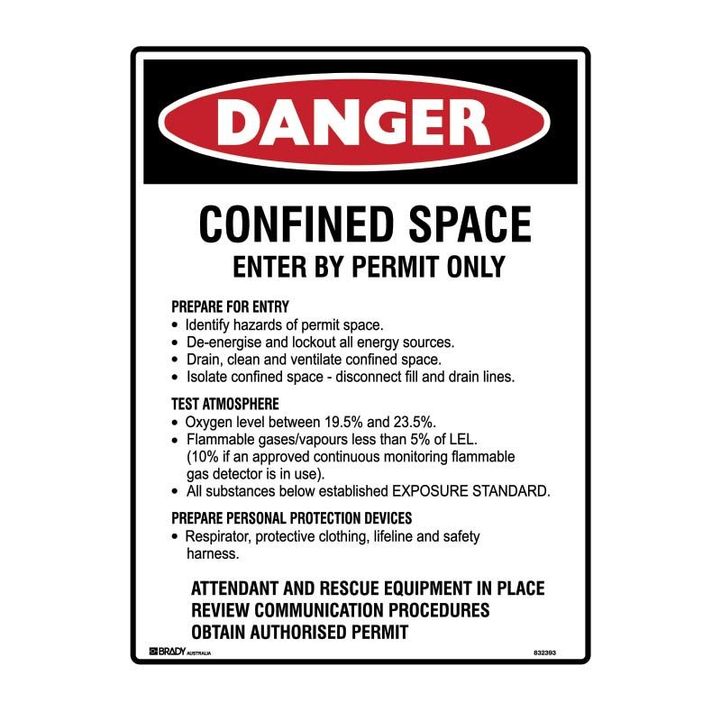Sign Danger Confined Space Entry by Permit Only - Detailed M 300x450