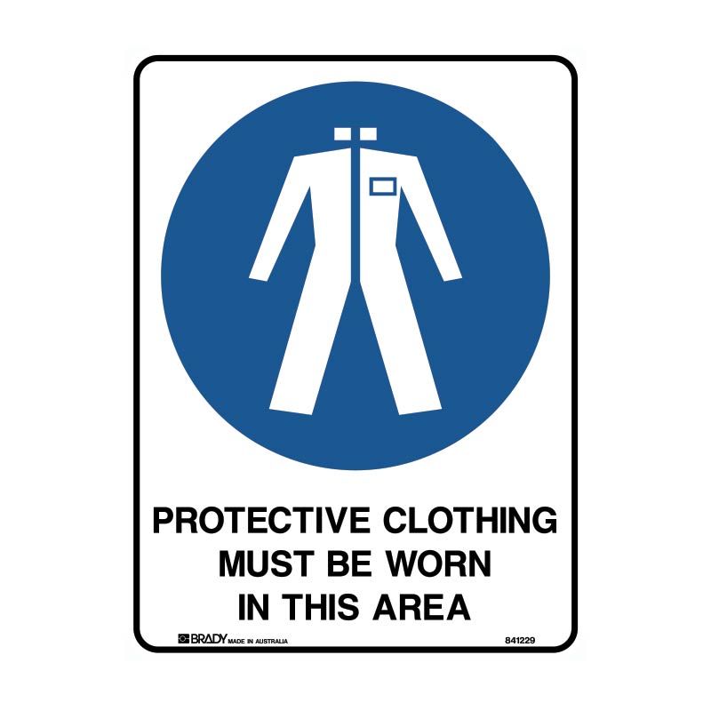 Sign (Mandatory) Protective Clothing Mbw In This Area P 225x300