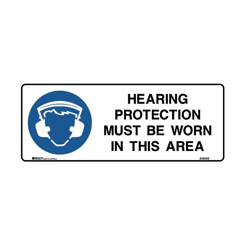 Sign (Mandatory) Hearing Protection Mbw In This Area M 300x450