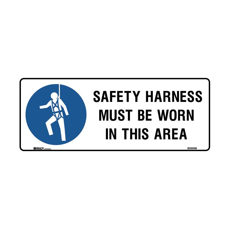 Sign (Mandatory) Safety Harness Mbw In This Area P 450x180