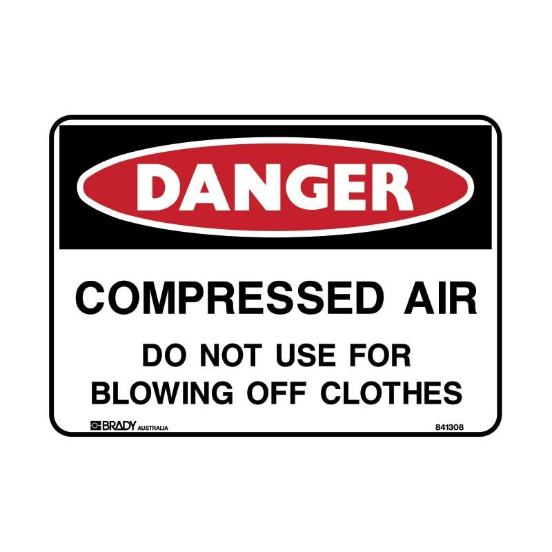 Sign Danger Compress Air Do Not Use for Blowing Off Clothes M 300x450