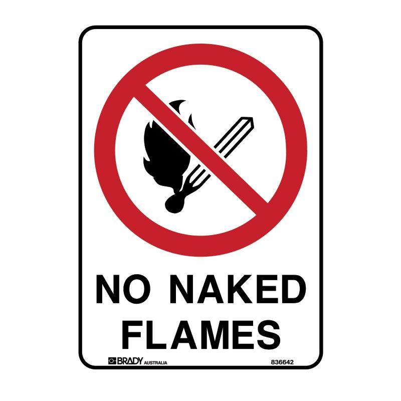 Sign (Prohibition) No Naked Flames P 450x600