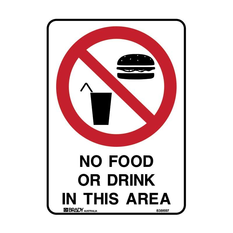 Sign (Prohibition) No Food or Drink In This Area M 225x300