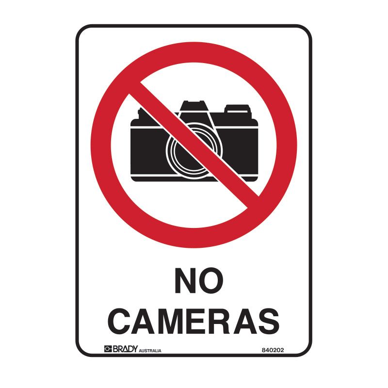 Sign (Prohibition) No Cameras P 450x600