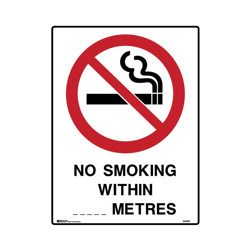 Sign (Prohibition) No Smoking Within ___ Metres M 225x300