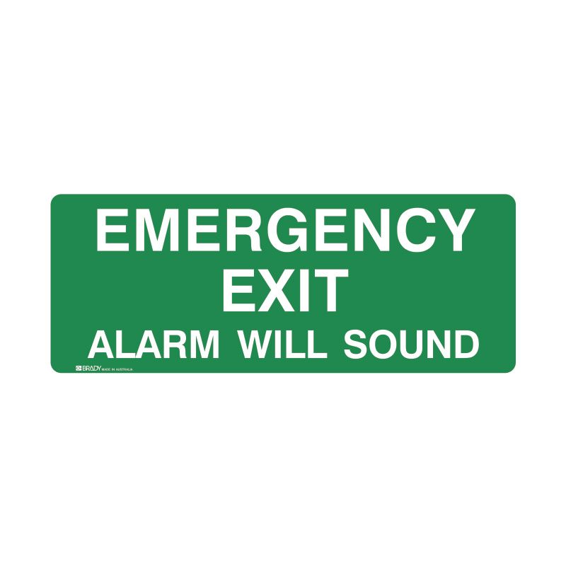 Sign Emergency Exit Alarm Will Sound luMss 450x180