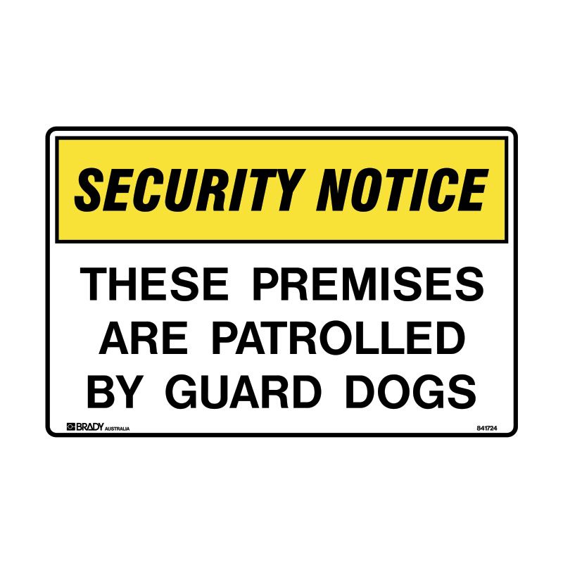 Sign (Security) These Premises Are Patrolled By Guard Dogs P 450x300