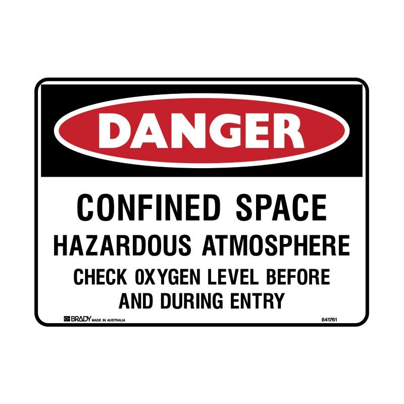 Sign Danger Confined Space Hazardous Atm Check Oxygen M 450x300