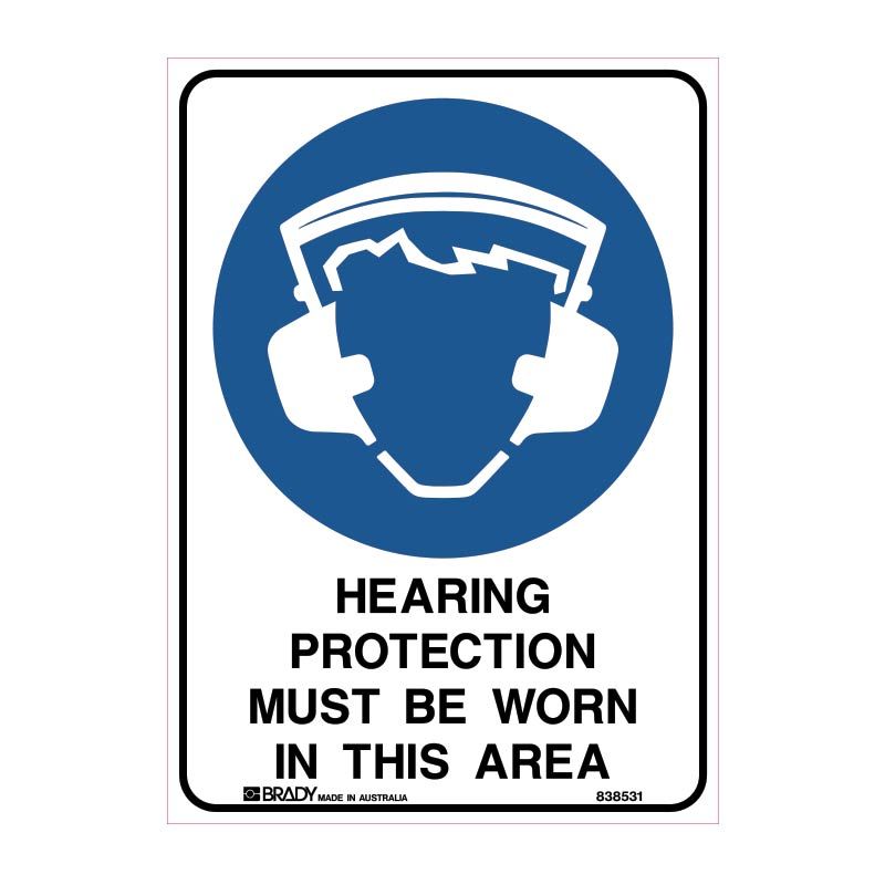 Sign (Mandatory) Hearing Protection Mbw In This Area M 300x450