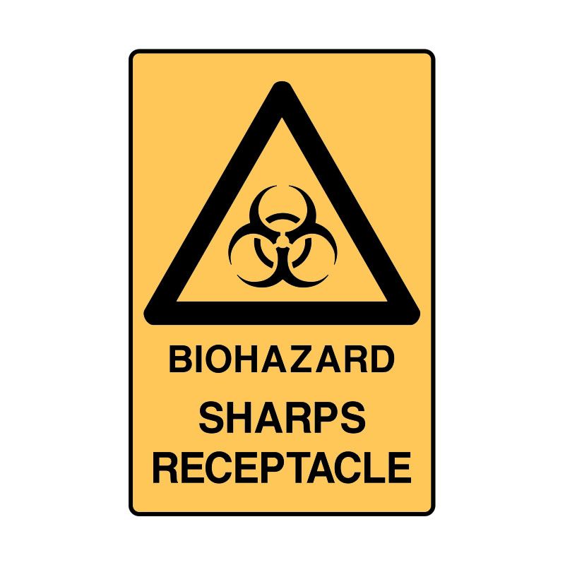 Sign (Warning) Biohazard Sharps Recepticle M 450x600