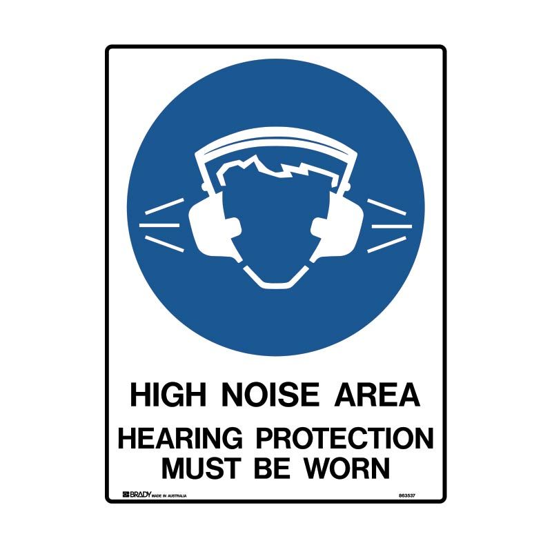 Sign (Mandatory) High Noise Area Hearing Protection Mbw M 225x300