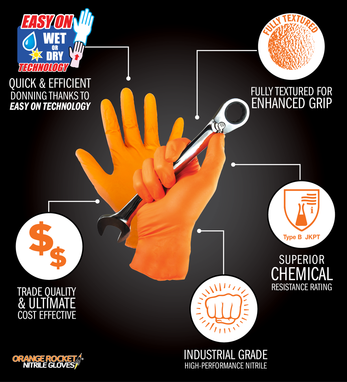 Orange Rocket Gloves - 100pk