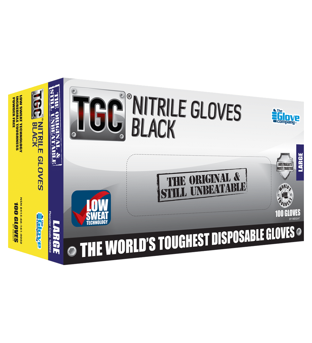 TGC Black Nitrile Gloves - 100pk