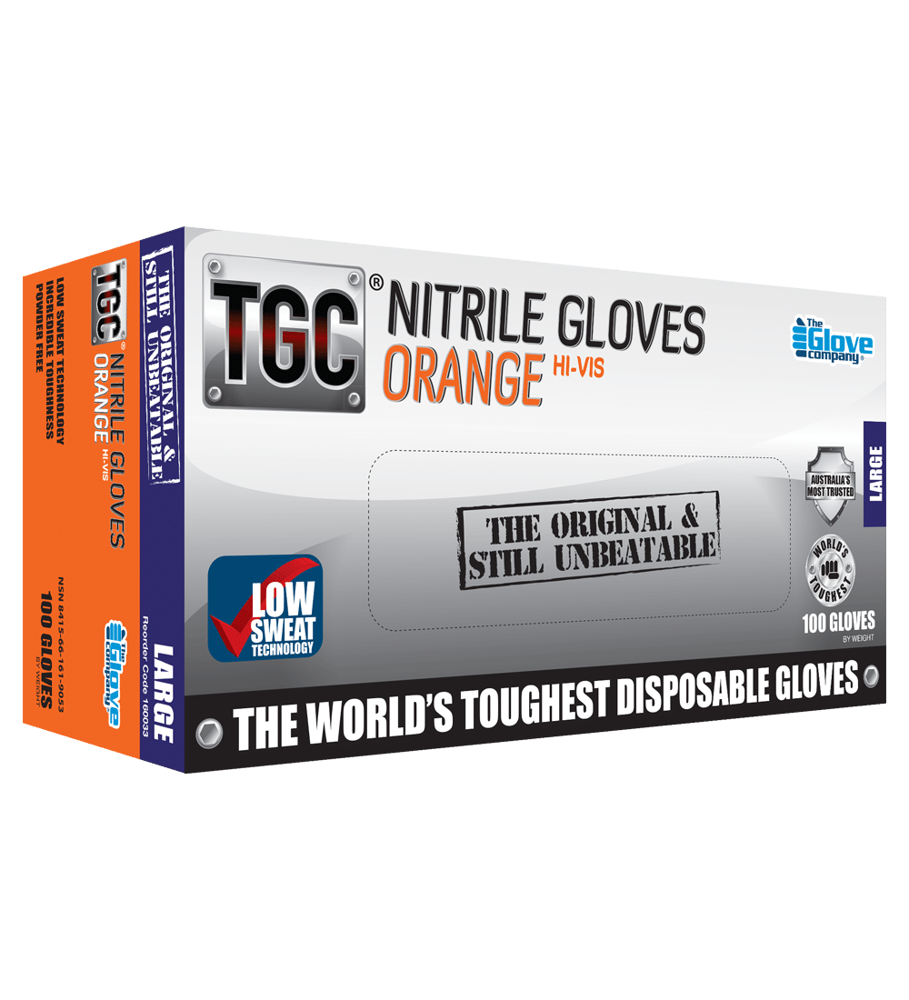 TGC Orange Nitrile Gloves - 100 pk