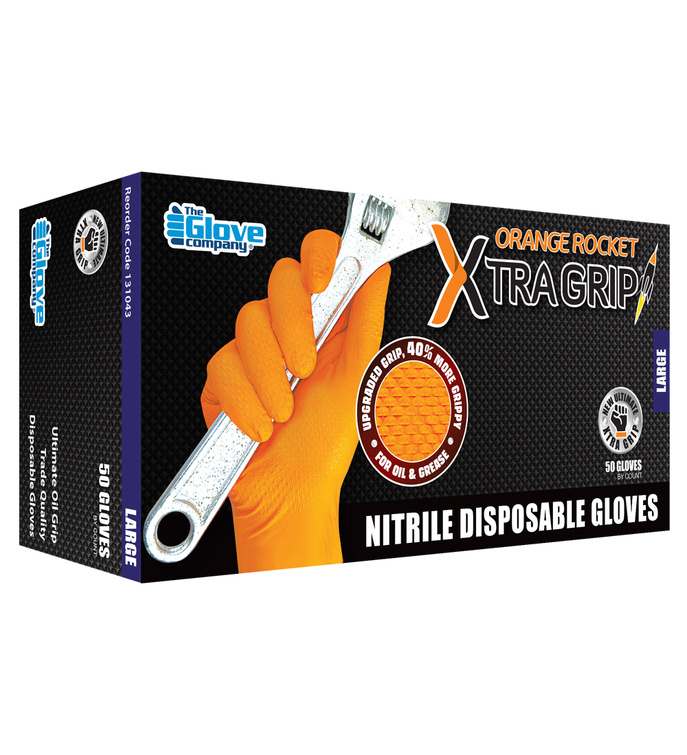 Orange Rocket Xtra Grip Gloves - 50pk