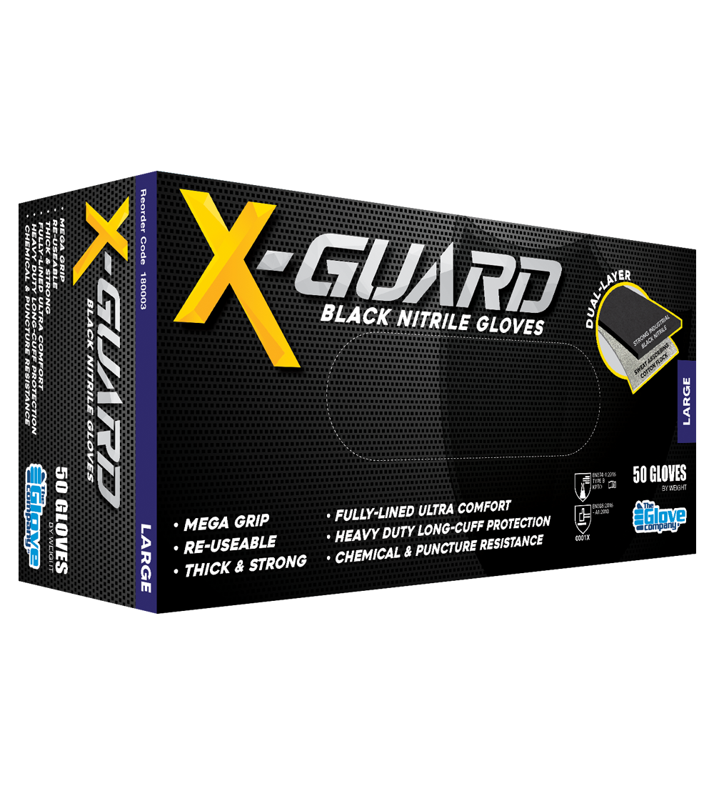 X-Guard Black Nitrile Gloves - 50pk