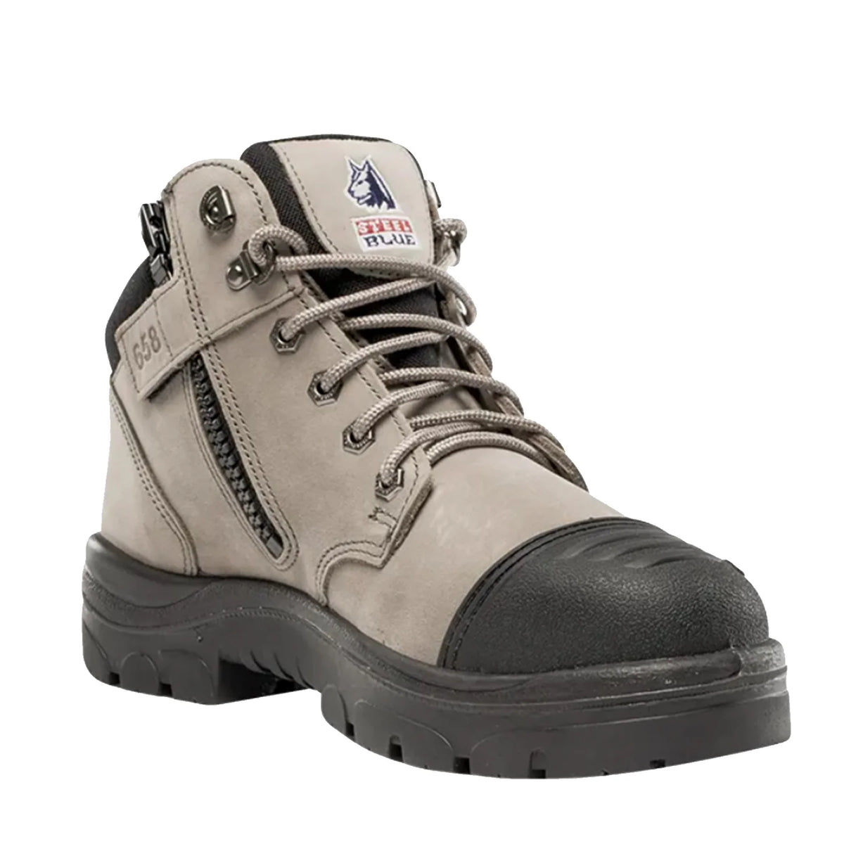 Steel Blue Mens Parkes Zip Boots Steel Bump TPU