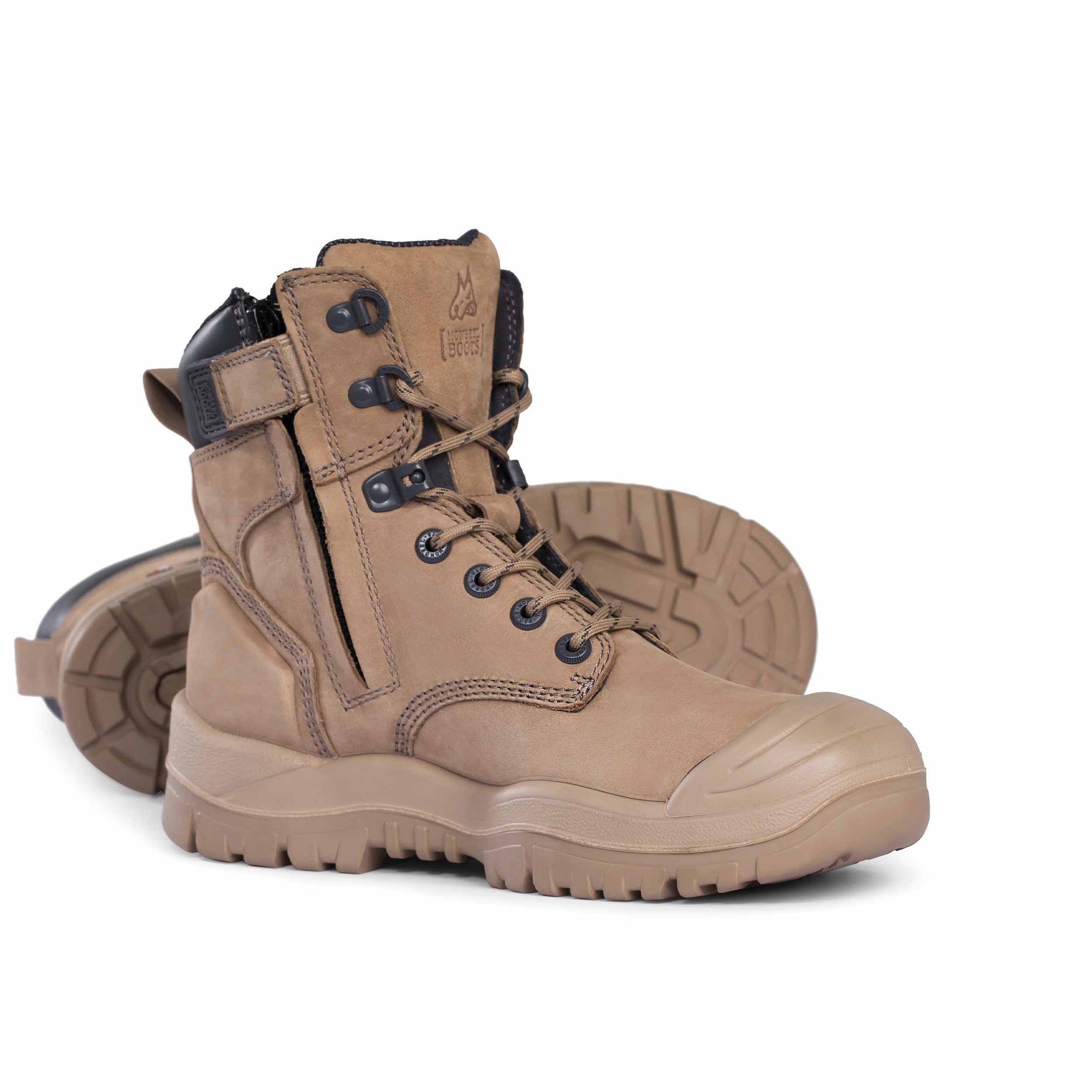 Mongrel Mens 561060 High Leg Zip Boots Steel Bump Rubber