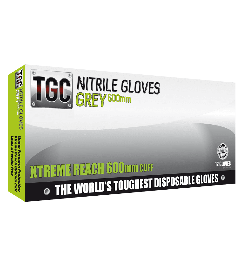 TGC Grey Nitrile Gloves 600mm - 12pk