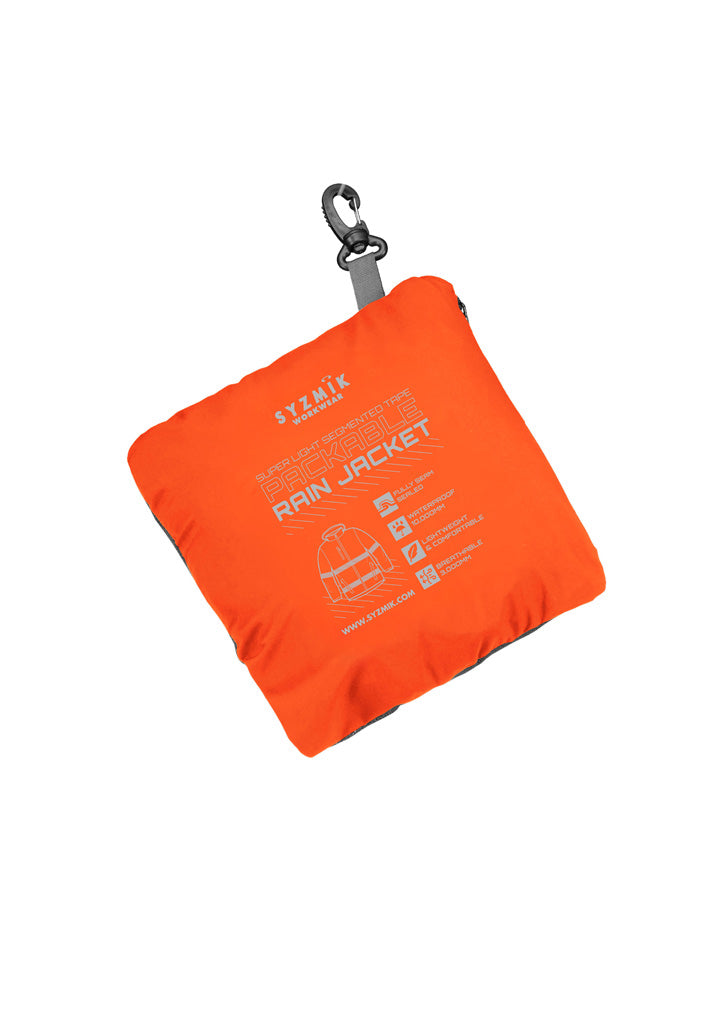 Syzmik - Unisex Super Light Segmented Taped Packable Rain Jacket
