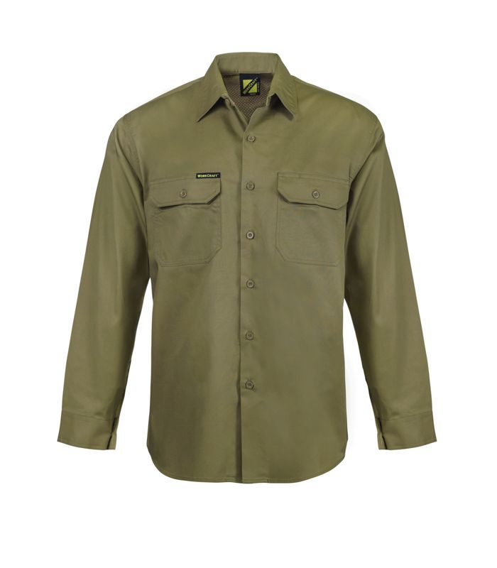 WorkCraft Mens Vented Drill Shirt LS 155g WS4011