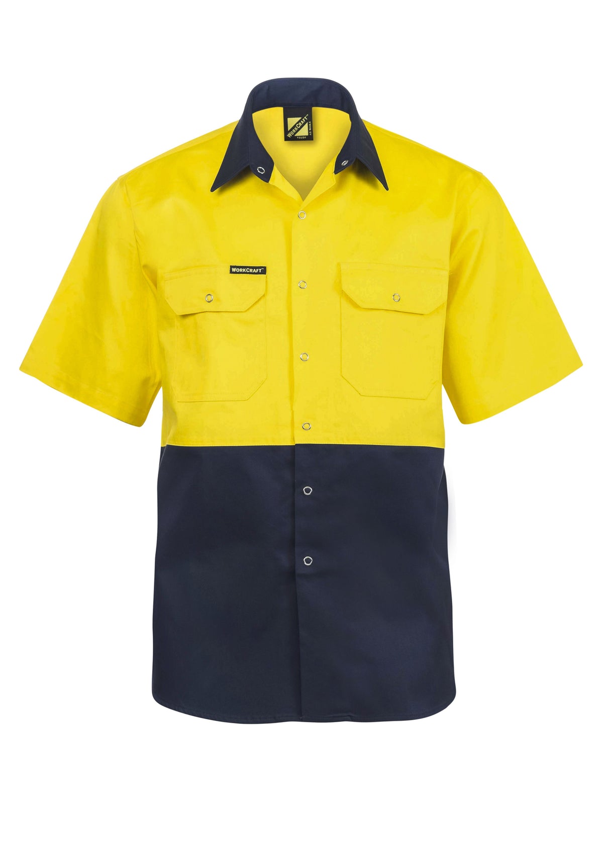 WorkCraft Mens Industrial Drill Shirt with Press Studs SS 190g WS3063