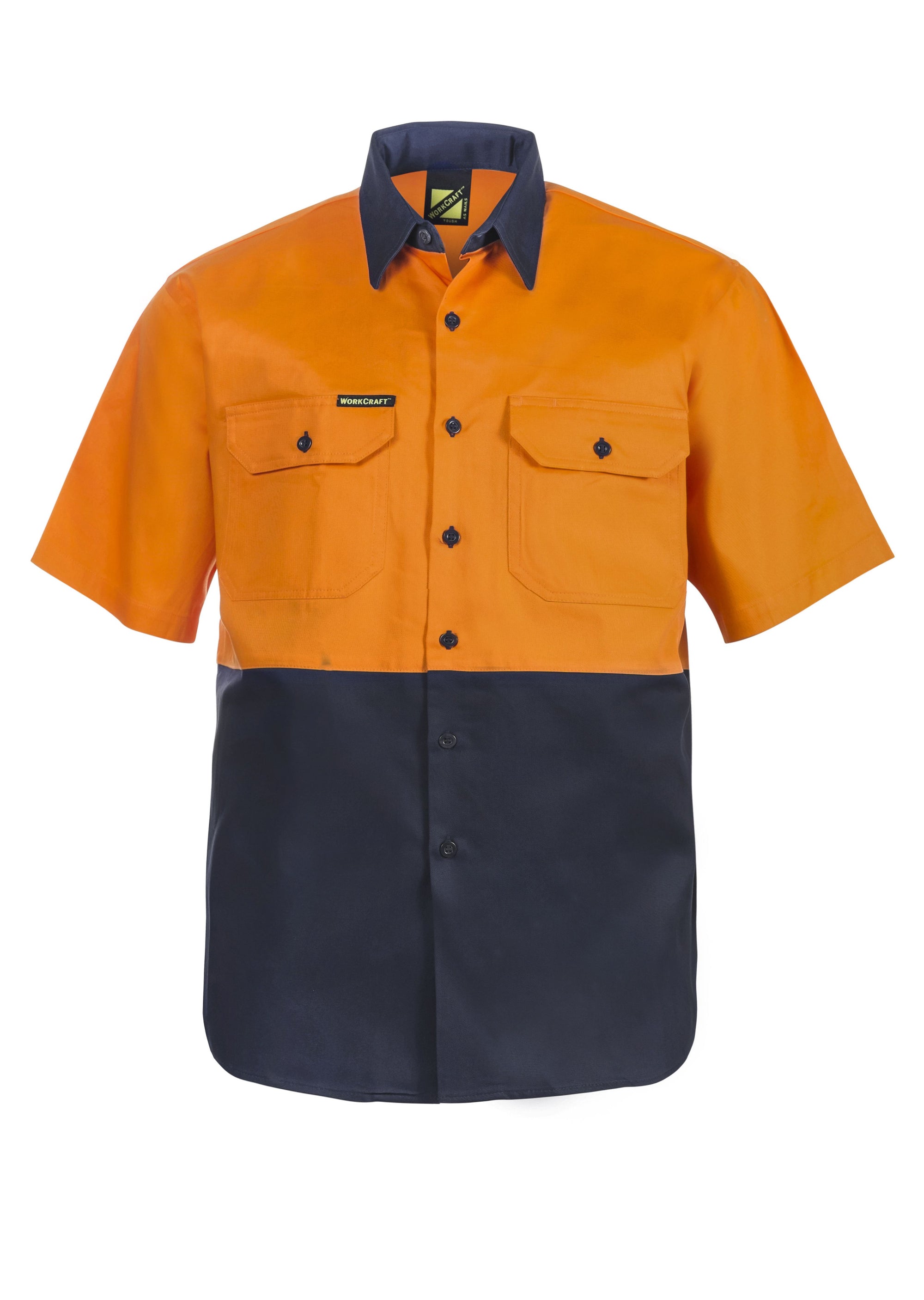 WorkCraft Mens Orange/Navy Drill Shirt ss 190g L